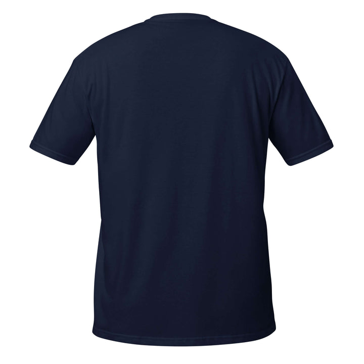 Back view of navy Zeta Reasons T-Shirt, made from soft ring-spun cotton, ideal for sorority and fraternity paraphernalia.