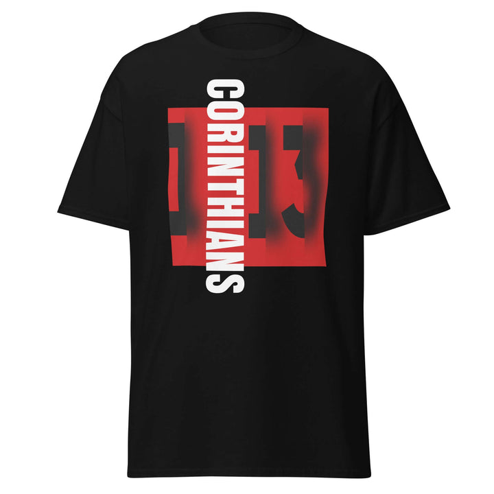 Trendy 1 Corinthians 13 T-Shirt in black, perfect for sororities and fraternities, showcasing stylish Greek gear.