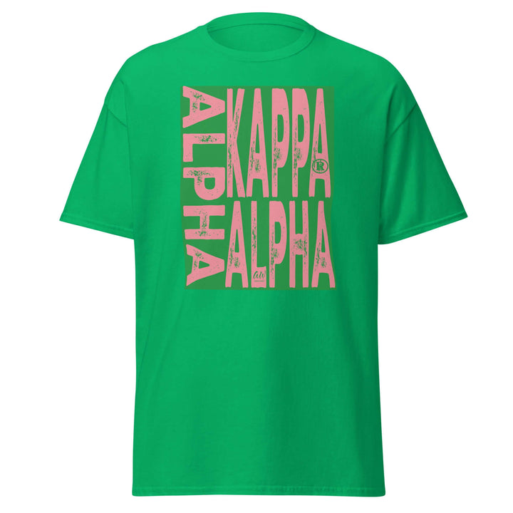 Green Alpha Kappa Alpha Sorority T-Shirt featuring bold lettering for stylish sorority and fraternity paraphernalia.