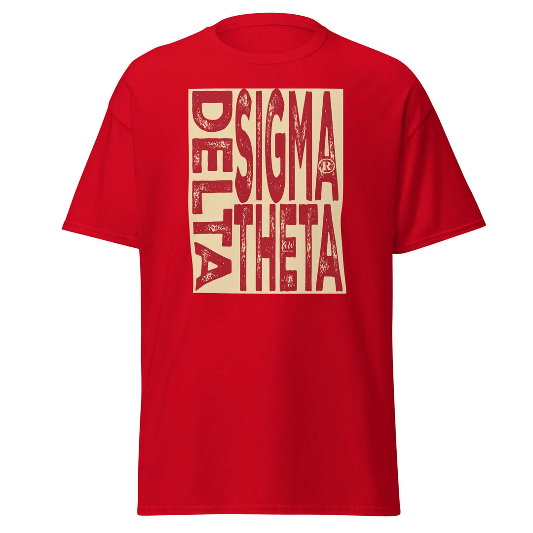 Delta Sigma Theta Sorority T-Shirt in red, perfect sorority paraphernalia and Greek gear for proud members.