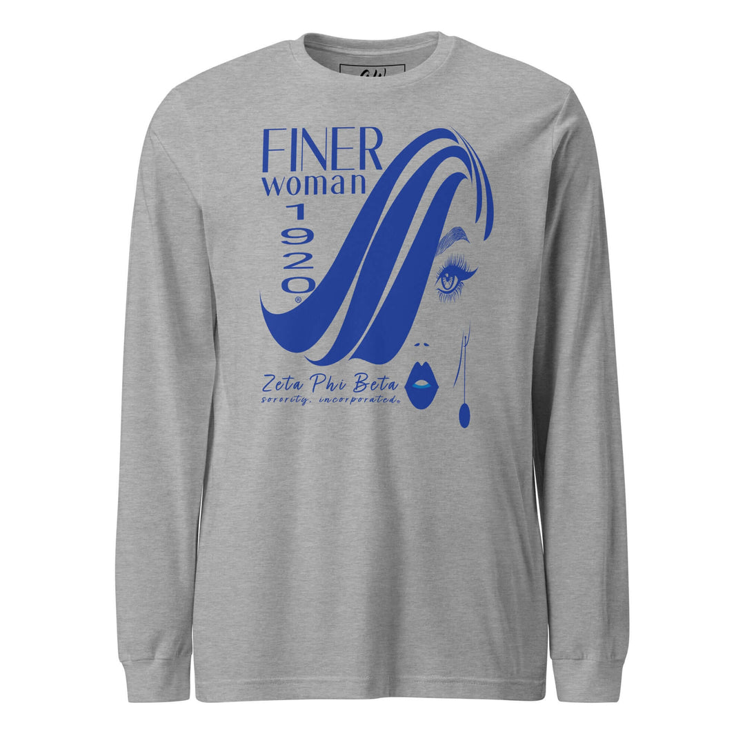 Zeta Phi Beta Finer Womanhood T-shirt in gray, showcasing sorority pride with a stylish design and comfortable fit.