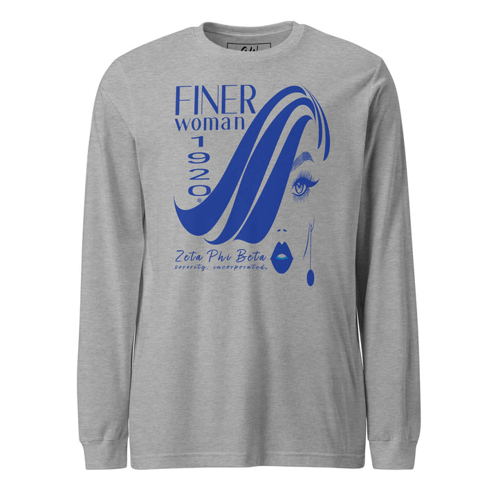 Zeta Phi Beta Finer Womanhood T-shirt in gray, showcasing sorority pride with a stylish design and comfortable fit.