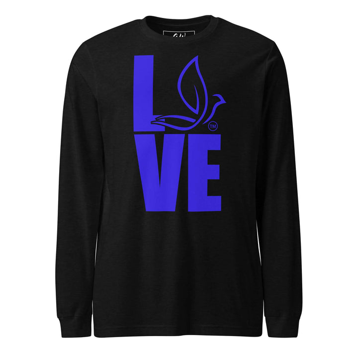 ZPhiB Dove Love Long Sleeve Tee in black with blue graphic design for sorority paraphernalia and Greek gear.