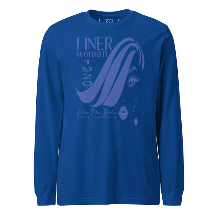 Zeta Phi Beta Finer Womanhood T-shirt in blue, perfect sorority paraphernalia and Greek gear for members.