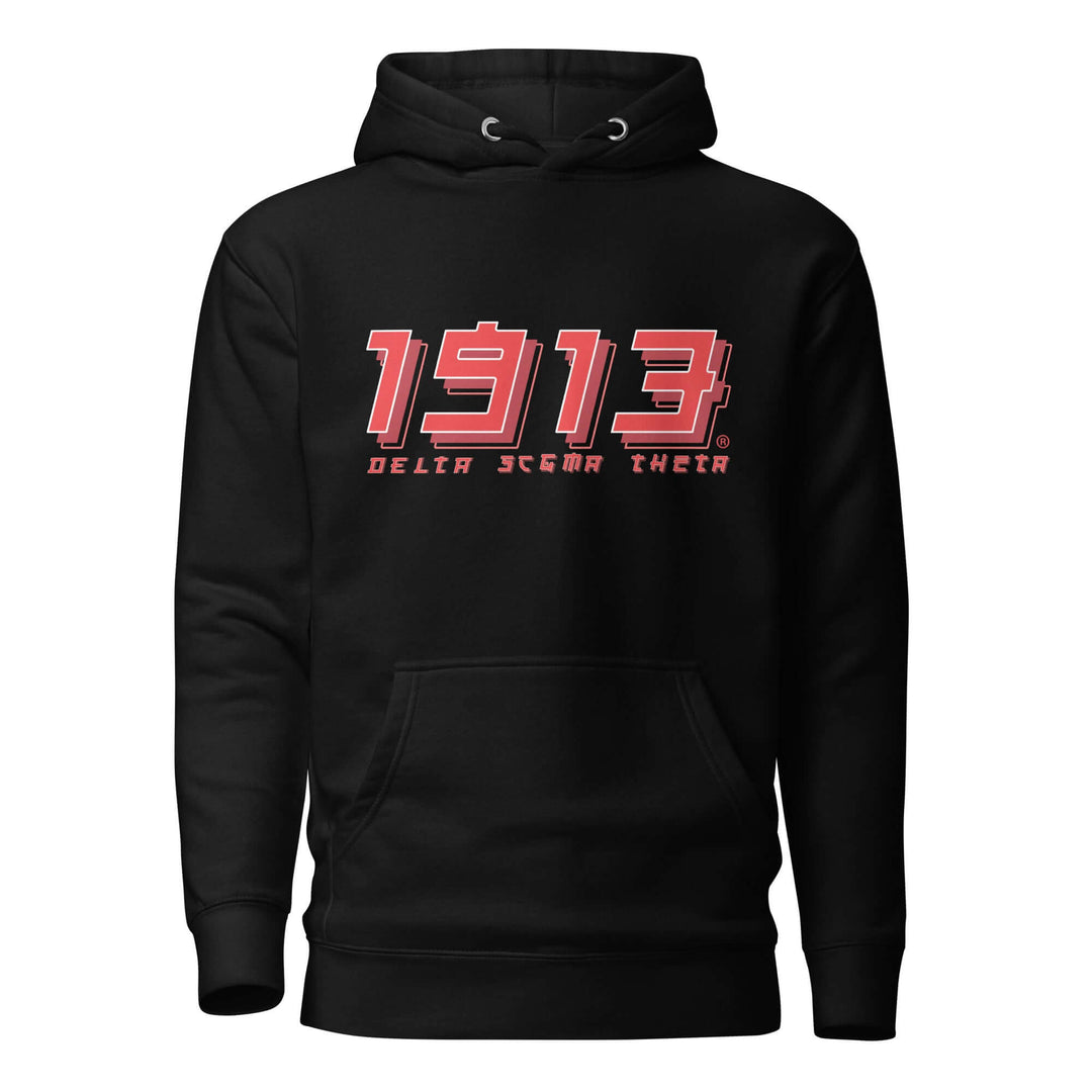 Delta Sigma Theta hoodie featuring "1913" and sorority branding, perfect for Greek gear enthusiasts.