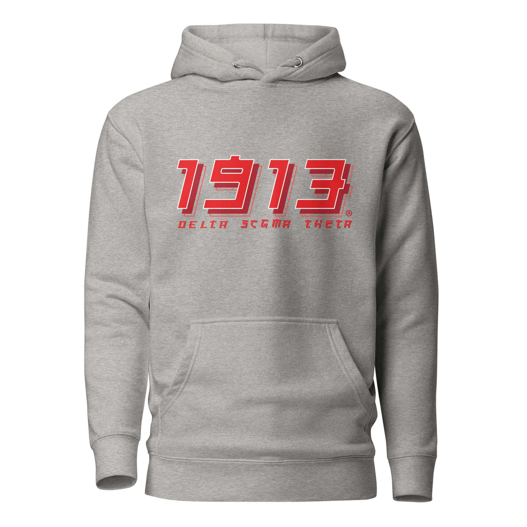 Delta Sigma Theta "1913" hoodie in grey, perfect for sorority paraphernalia and Greek gear lovers.