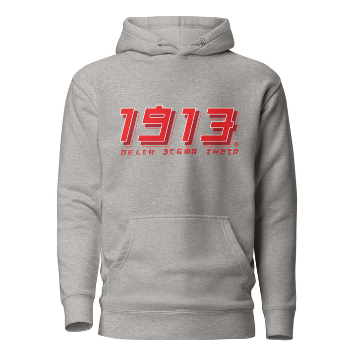 Delta Sigma Theta "1913" hoodie in grey, perfect for sorority paraphernalia and Greek gear lovers.
