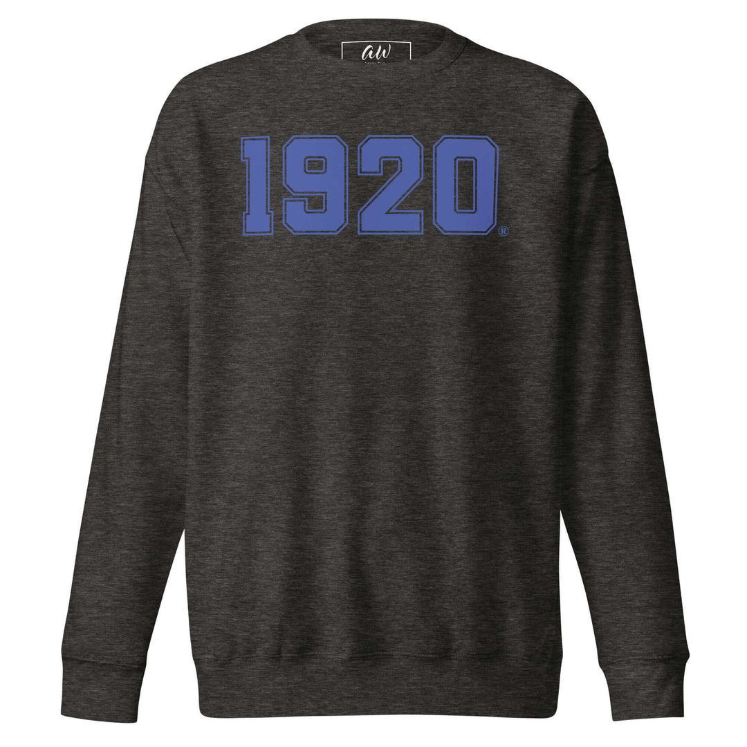 Zeta Phi Beta 1920 sweatshirt in charcoal heather, perfect for sorority and fraternity Greek gear enthusiasts.