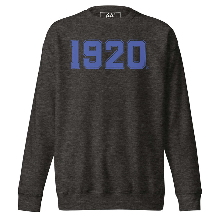 Zeta Phi Beta 1920 sweatshirt in charcoal heather, perfect for sorority and fraternity Greek gear enthusiasts.