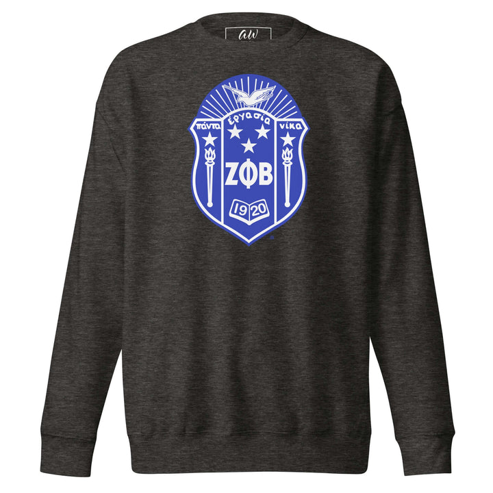 Zeta Phi Beta sweatshirt featuring classic crest design for sorority and fraternity Greek gear. Perfect for casual wear.