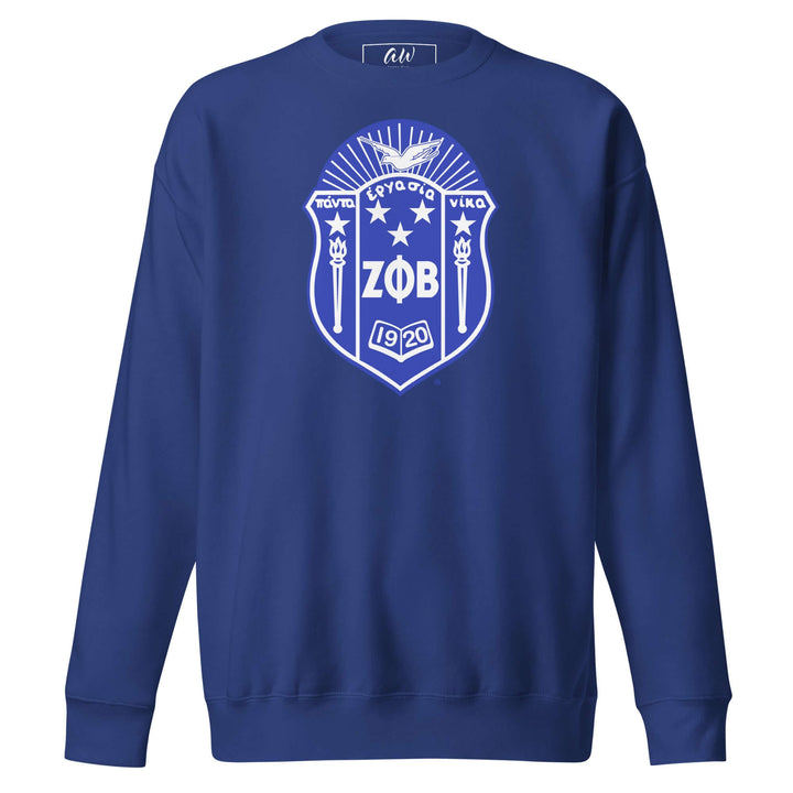 Zeta Phi Beta Classic Crest sweatshirt in navy blue, perfect for sorority apparel and Greek gear.