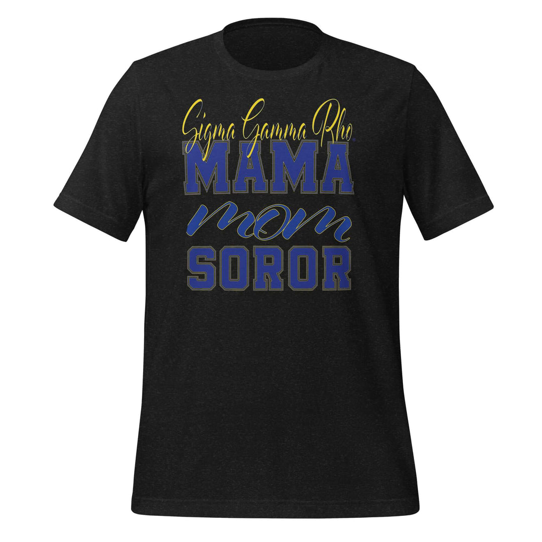 SGRho MAMA T-Shirt in black, perfect sorority paraphernalia for stylish Greek gear enthusiasts.