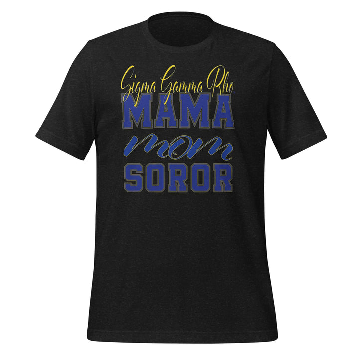 SGRho MAMA T-Shirt in black, perfect sorority paraphernalia for stylish Greek gear enthusiasts.