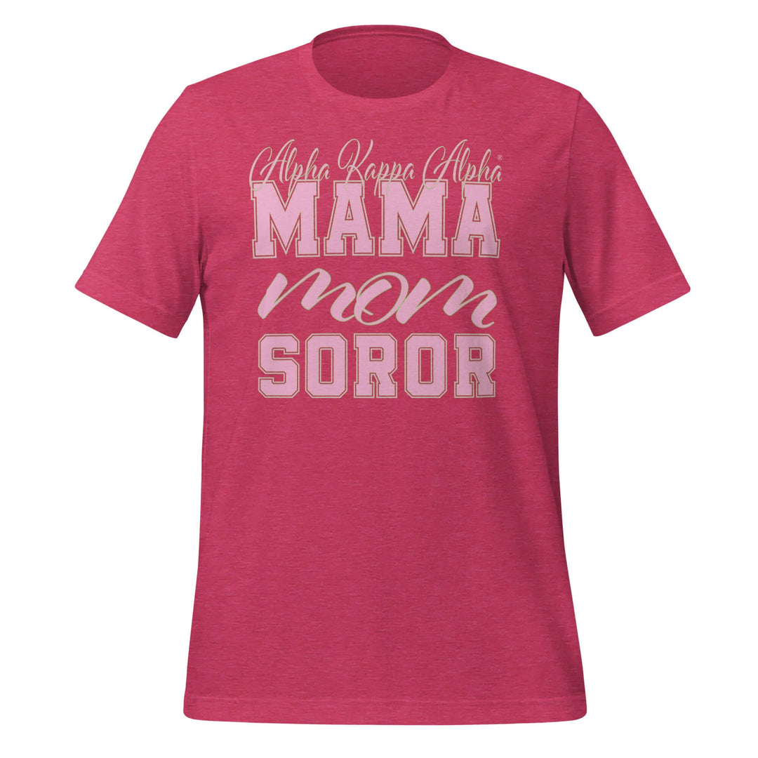 AKA Mama T-Shirt in pink, perfect for sorority and fraternity paraphernalia, showcasing Greek gear style and comfort.