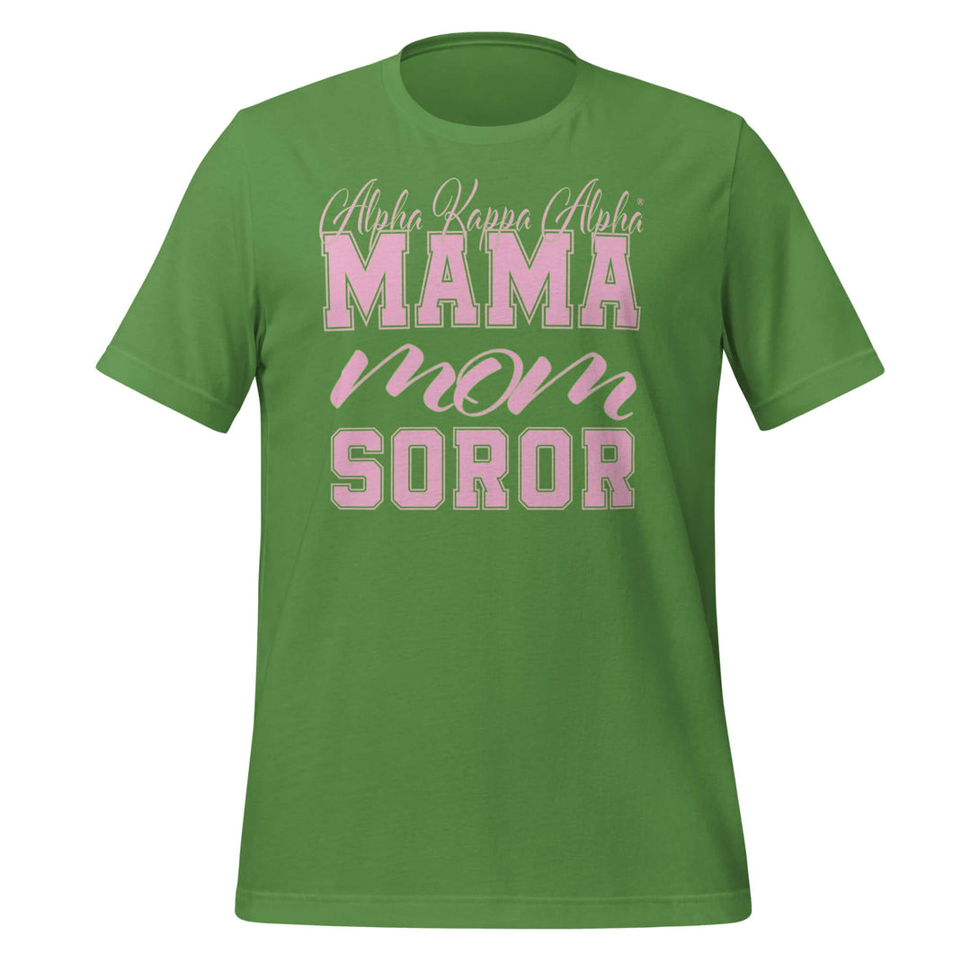 Alpha Kappa Alpha MAMA t-shirt in green, perfect for sorority or fraternity paraphernalia and Greek gear.