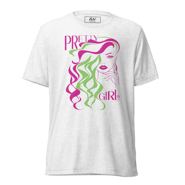 AKA Pretty Girl T-Shirt in heather gray with vibrant graphic design, perfect sorority and fraternity paraphernalia.