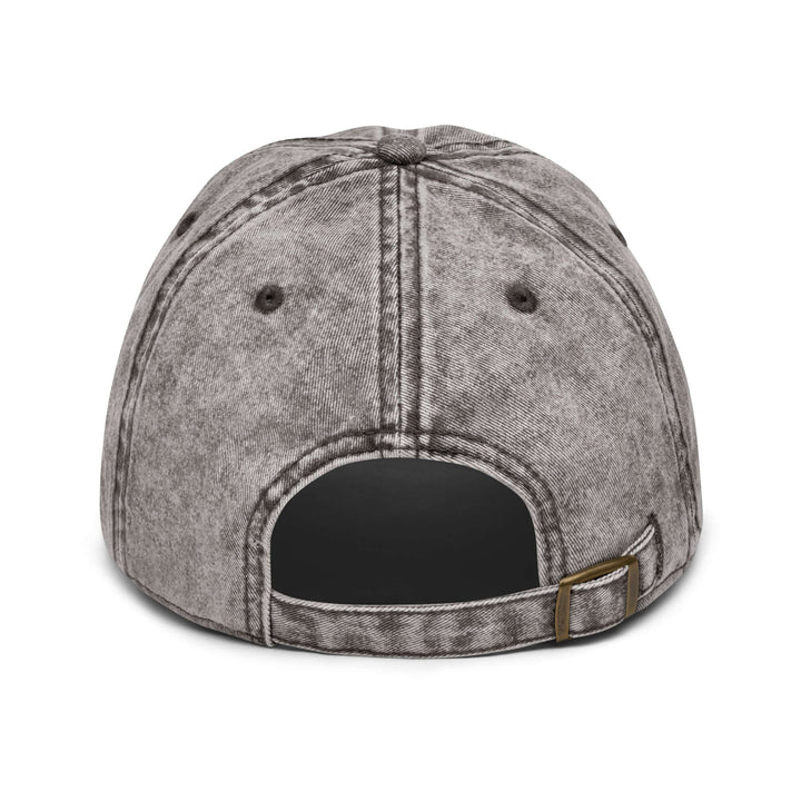 Back view of Delta Sigma Theta vintage cotton twill cap, showcasing washed-out effect and antique brass snap buckle.