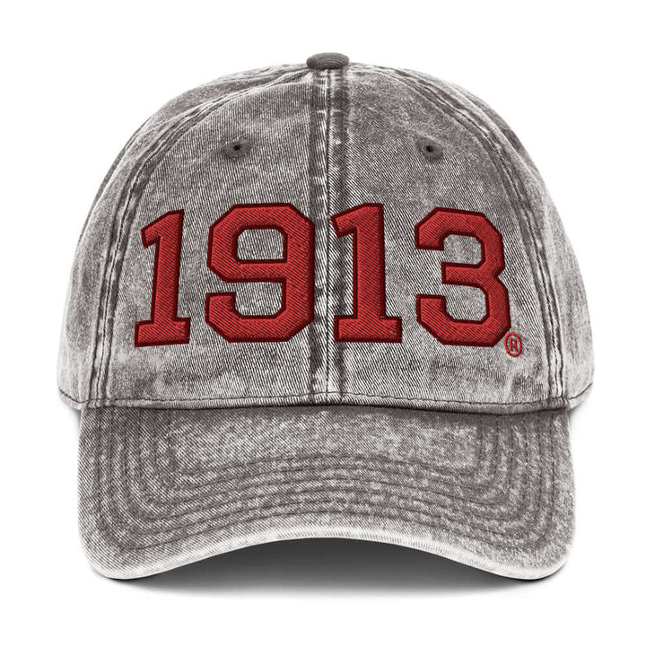 Delta Sigma Theta vintage cotton twill cap with "1913" embroidery, perfect sorority paraphernalia for Greek gear enthusiasts.
