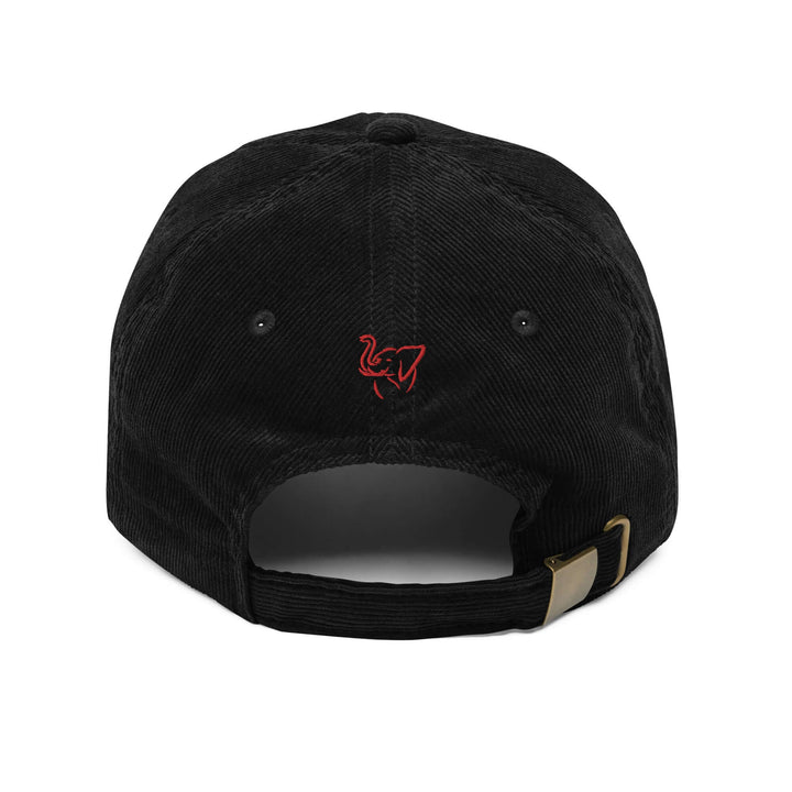 Back view of Delta Diva Vintage Corduroy Cap showcasing embroidered design and adjustable strap, perfect for sorority and fraternity gear.