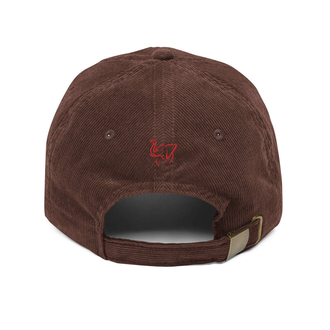 Back view of Delta Diva Vintage Corduroy Cap with embroidered logo, adjustable strap, perfect for sorority and fraternity gear.