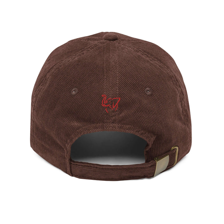 Back view of Delta Diva Vintage Corduroy Cap with embroidered logo, adjustable strap, perfect for sorority and fraternity gear.