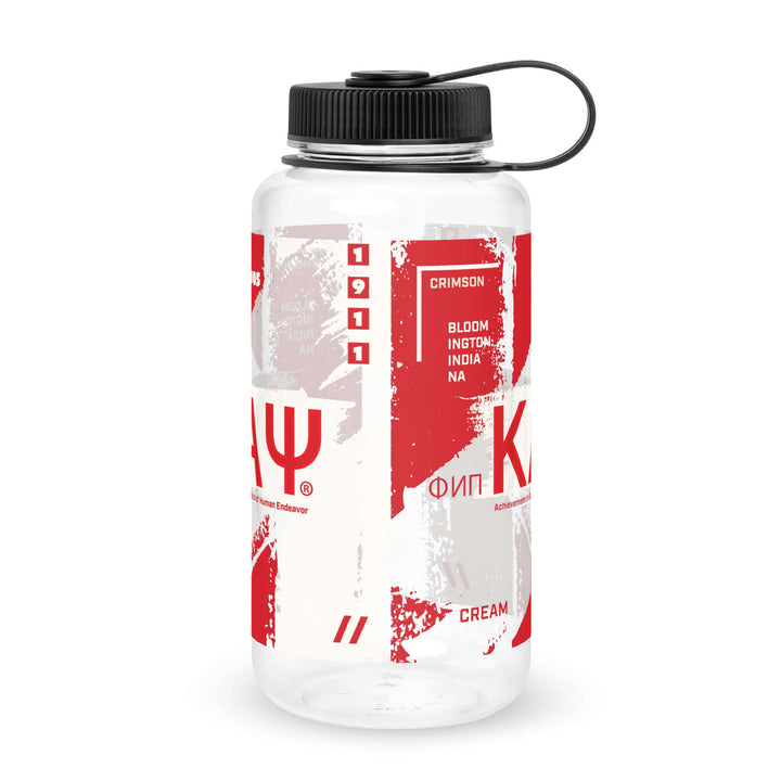 Kappa Alpha Psi large water bottle, 32 oz, featuring crimson design and wide mouth for easy hydration. Perfect Greek gear.