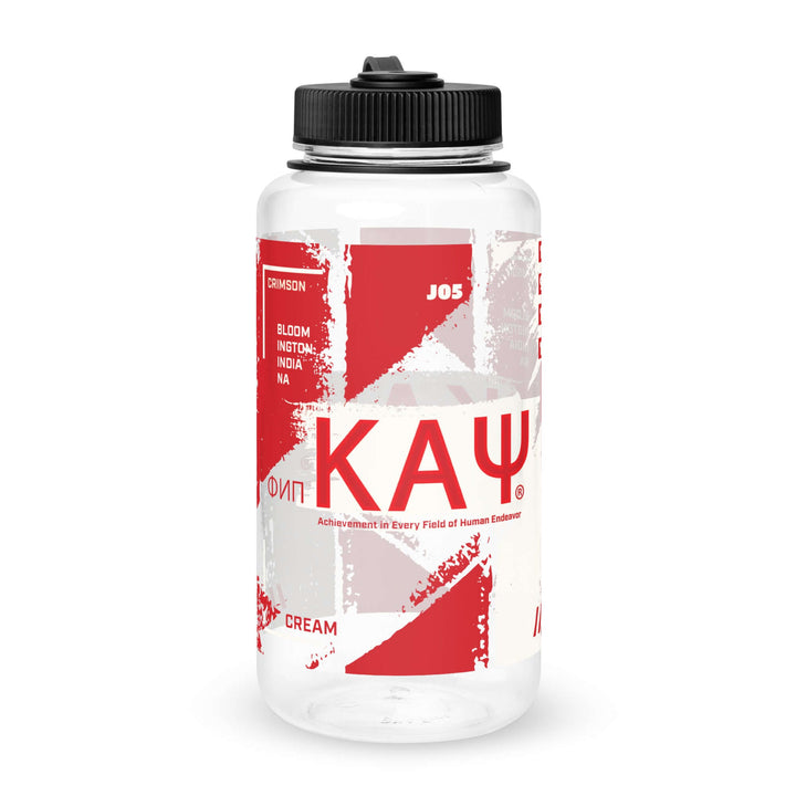 Kappa Alpha Psi large Tritan water bottle with wide mouth and handle, ideal for sorority and fraternity paraphernalia.