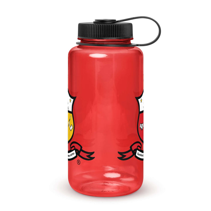 Kappa Alpha Psi Coat of Arms wide mouth water bottle in red, perfect for sorority and fraternity hydration needs.