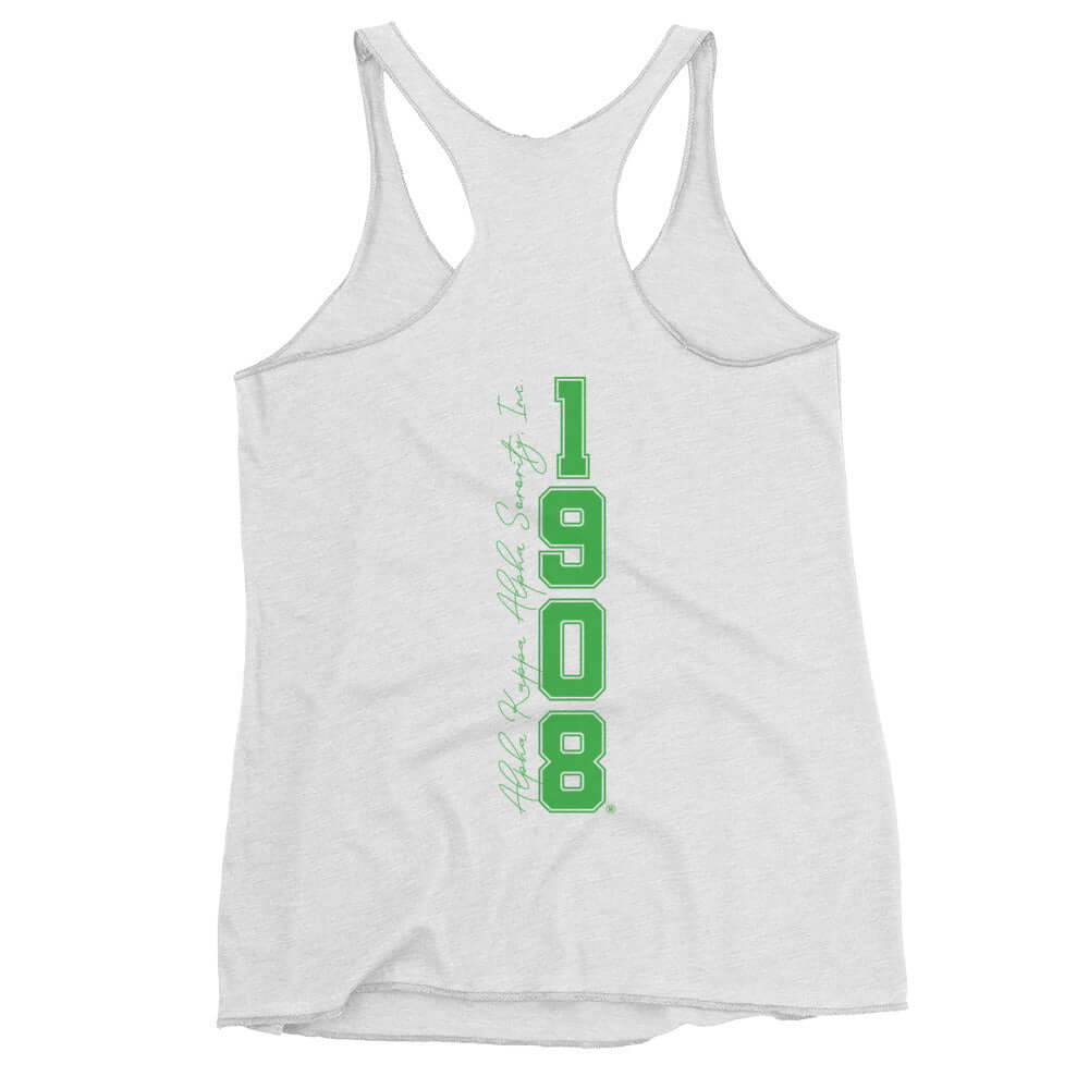 AKA Racerback Tank top in gray with 1908 logo, perfect for sorority pride and Greek gear enthusiasts.