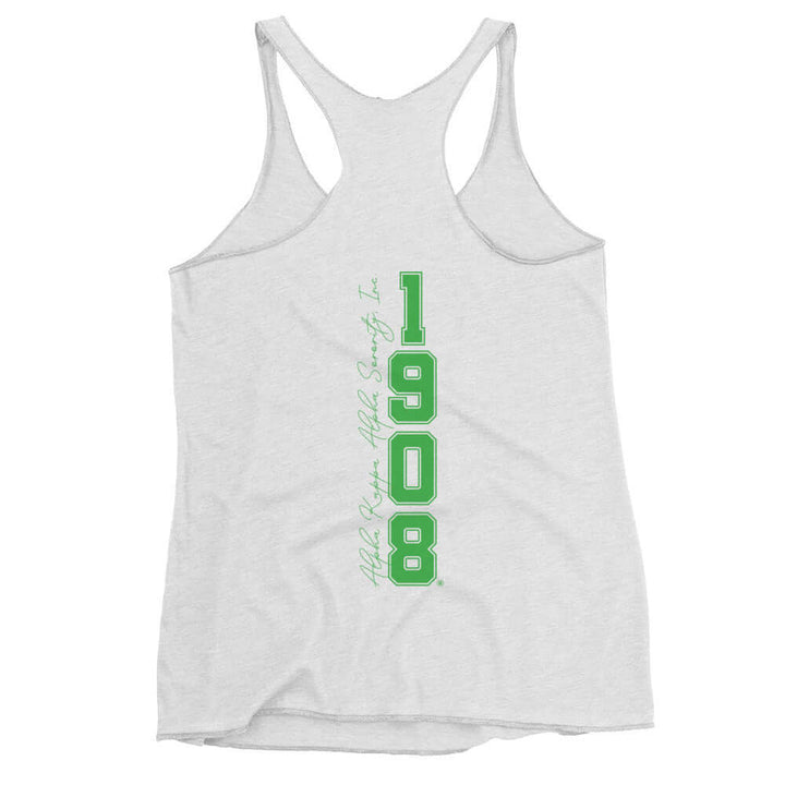 AKA Racerback Tank top in gray with 1908 logo, perfect for sorority pride and Greek gear enthusiasts.