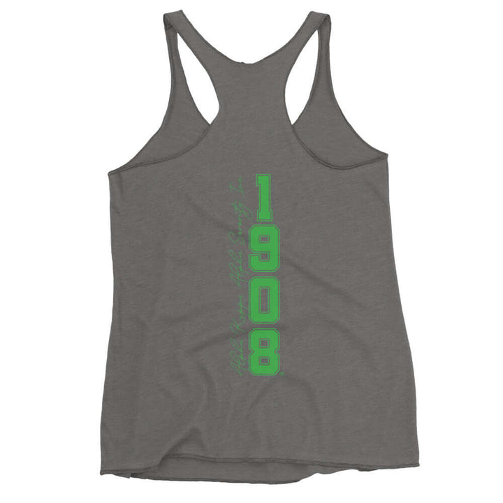 AKA Racerback Tank showcasing 1908 in vibrant green, perfect for sorority pride and Greek gear enthusiasts.