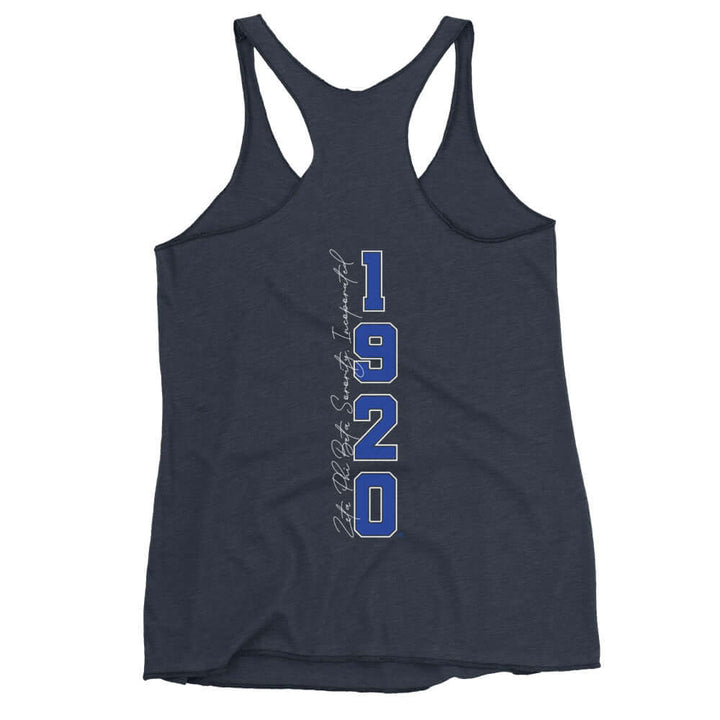 Zeta Phi Beta Racerback Tank featuring 1920 design, perfect for sorority pride and casual wear in stylish, high-quality fabric.