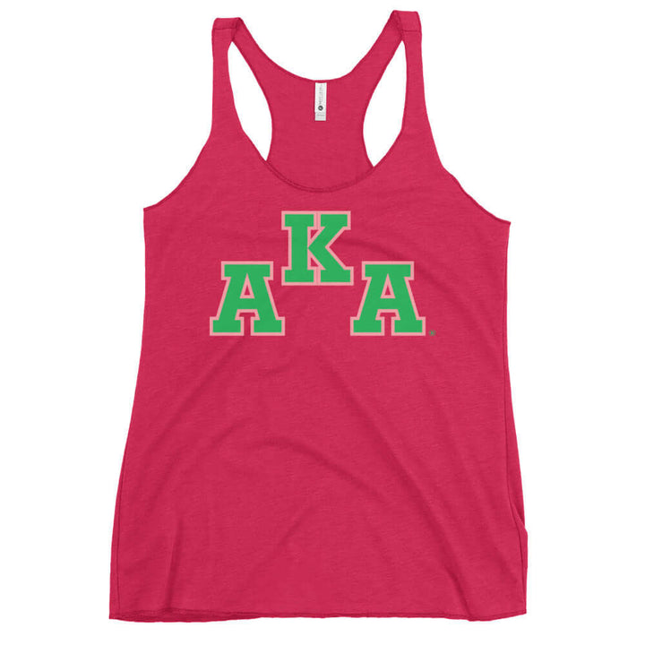 AKA Racerback Tank in vibrant pink showcasing Alpha Kappa Alpha Sorority logo, perfect for sorority paraphernalia and Greek gear.