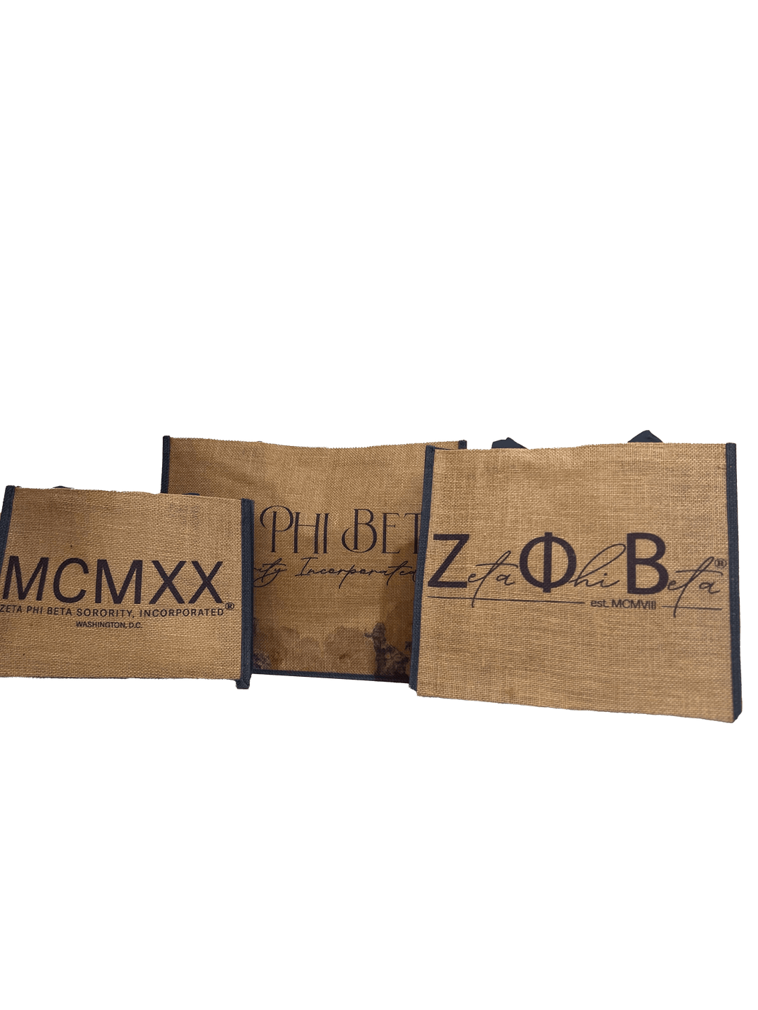 Zeta Phi Beta fashion tote set showcasing sorority paraphernalia and Greek gear for stylish representation.